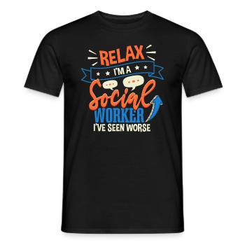 Détendez-vous, je suis un travailleur social - T-shirt homme - noir - Devant - AI Model Male 178 light (178cm)