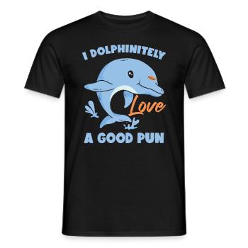 Funny Dolphin - Men's T-Shirt - black - Front - AI Model Male 178 light (178cm)