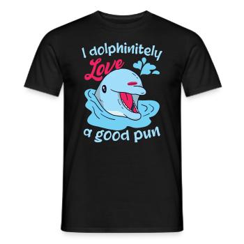 Funny Dolphin Humor - Men's T-Shirt - black - Front - AI Model Male 178 light (178cm)