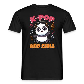 K-Pop Panda - Men's T-Shirt - black - Front - AI Model Male 178 light (178cm)
