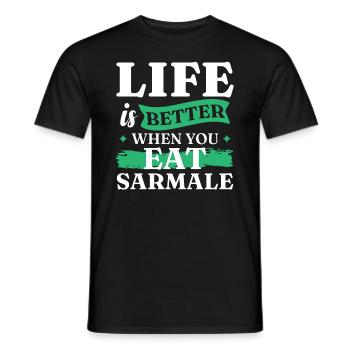 Iss Sarmale | Rumänisches Essen - Männer T-Shirt - Schwarz - Vorne - AI Model Male 178 light (178cm)