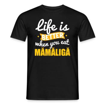 Mangez de la nourriture roumaine Mamaliga - T-shirt homme - noir - Devant - AI Model Male 178 light (178cm)