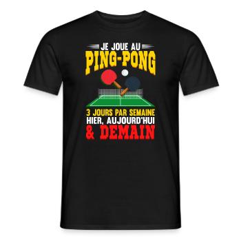 Tennis De Table | Ping Pong - T-shirt homme - noir - Devant - AI Model Male 178 light (178cm)