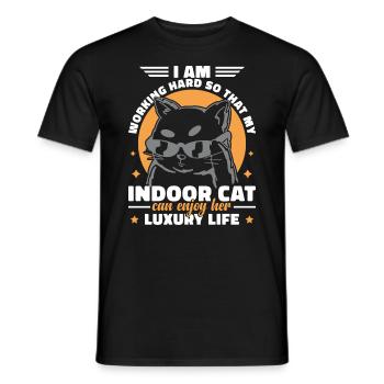 Lustige Hauskatze - Männer T-Shirt - Schwarz - Vorne - AI Model Male 178 light (178cm)