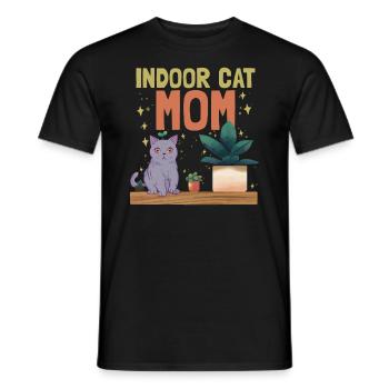 Indoor-Katzenmutter - Männer T-Shirt - Schwarz - Vorne - AI Model Male 178 light (178cm)