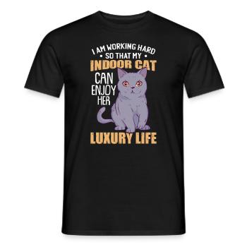 Lustiger Indoor-Katzenhumor - Männer T-Shirt - Schwarz - Vorne - AI Model Male 178 light (178cm)