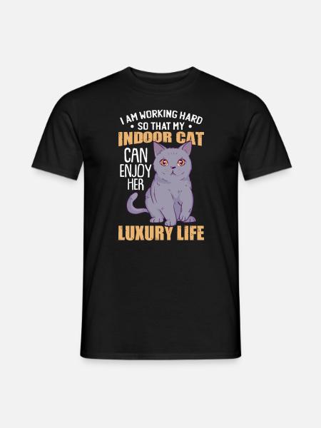 Drôle d’humour de chat d’intérieur - T-shirt homme - noir