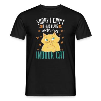 Ich habe Pläne mit meiner Hauskatze - Männer T-Shirt - Schwarz - Vorne - AI Model Male 178 light (178cm)