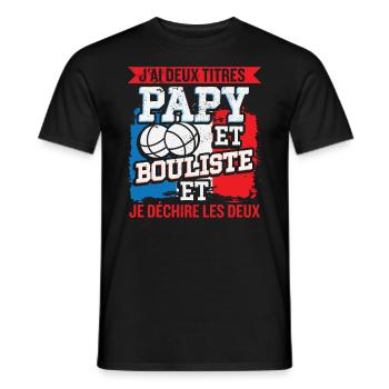 Papy Et Bouliste Pétanque Accessoire Boccia Cadeau - T-shirt homme - noir - Devant - AI Model Male 178 light (178cm)