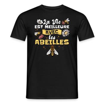 Dicton Abeilles Apicole Apiculture - T-shirt homme - noir - Devant - AI Model Male 178 light (178cm)