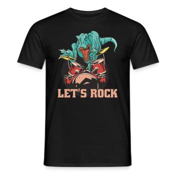 Drôle de dinosaure jouant de la batterie - T-shirt homme - noir - Devant - AI Model Male 178 light (178cm)