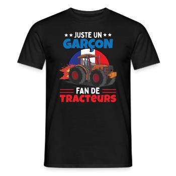 Enfant Tracteur Garcon - T-shirt homme - noir - Devant - AI Model Male 178 light (178cm)