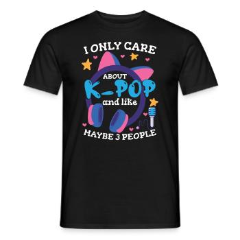 Je ne me soucie que de la K-Pop et j’aime 3 personnes - T-shirt homme - noir - Devant - AI Model Male 178 light (178cm)