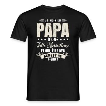 Je Suis Le Papa D'Une Fille Merveilleuse - T-shirt homme - noir - Devant - AI Model Male 178 light (178cm)