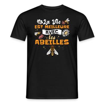 La Vie Est Meilleure Avec Les Abeilles - T-shirt homme - noir - Devant - AI Model Male 178 light (178cm)