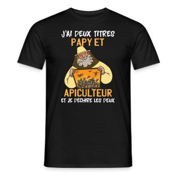 Papy Et Apiculteur - T-shirt homme - noir - Devant - AI Model Male 178 light (178cm)