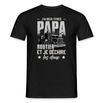 J'ai Deux Titres Papa Et Routier - T-shirt homme - noir - Devant - AI Model Male 178 light (178cm)