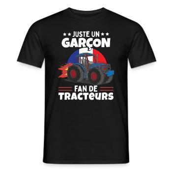 Fan De Tracteurs | Enfant | Tracteur - T-shirt homme - noir - Devant - AI Model Male 178 light (178cm)