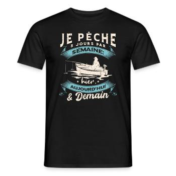 Drôle Pêcheur Humour Pêche - T-shirt homme - noir - Devant - AI Model Male 178 light (178cm)