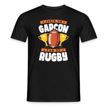 Just a rugby fan boy - Men's T-Shirt - black - Front - AI Model Male 178 light (178cm)