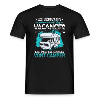 Les Professionnels Vont Camper - T-shirt homme - noir - Devant - AI Model Male 178 light (178cm)