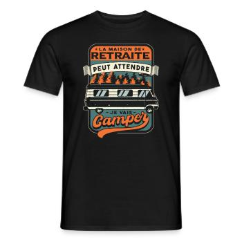 Retraite Camper Camping-Car - T-shirt homme - noir - Devant - AI Model Male 178 light (178cm)