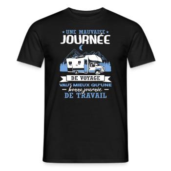 Drôle Camper Campeur Camping-Car Proverbe Camping - T-shirt homme - noir - Devant - AI Model Male 178 light (178cm)