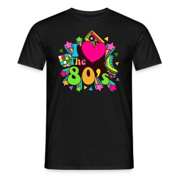 80s Retro Vintage Costume Carnival 80's - Men's T-Shirt - black - Front - AI Model Male 178 light (178cm)