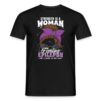 Stärke ist eine Frau, die Epilepsie bekämpft - Männer T-Shirt - Schwarz - Vorne - AI Model Male 178 light (178cm)