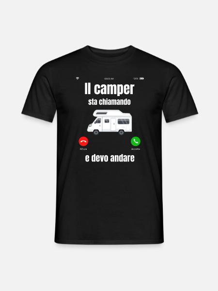 Der Camper ruft - Männer T-Shirt - Schwarz