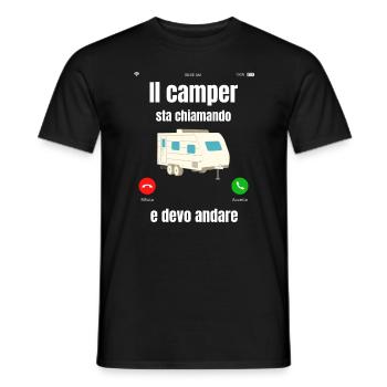 Caravane | Camping-car | Le campeur appelle - T-shirt homme - noir - Devant - AI Model Male 178 light (178cm)