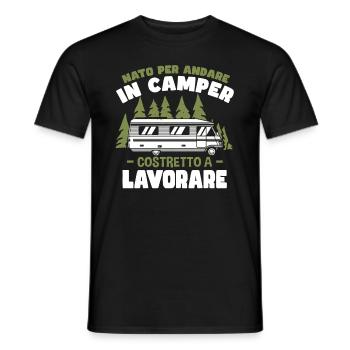 Né pour aller dans un camping-car | Campeur - T-shirt homme - noir - Devant - AI Model Male 178 light (178cm)