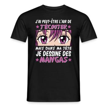 Anime | Ich zeichne Manga - Männer T-Shirt - Schwarz - Vorne - AI Model Male 178 light (178cm)
