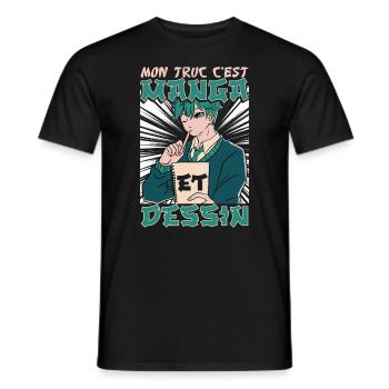 Mein Ding ist Manga und Zeichnen - Männer T-Shirt - Schwarz - Vorne - AI Model Male 178 light (178cm)