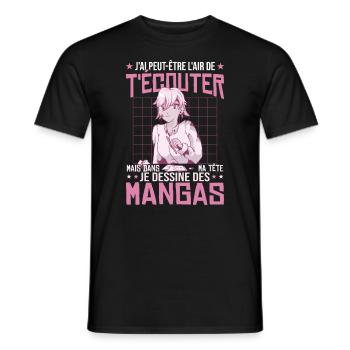 Ich zeichne Manga - Männer T-Shirt - Schwarz - Vorne - AI Model Male 178 light (178cm)