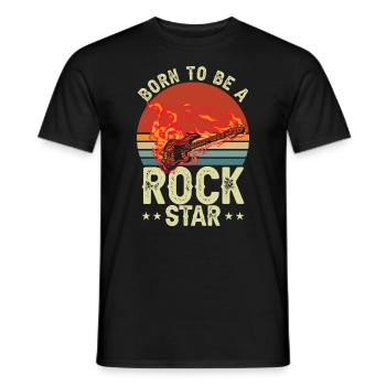 Né pour être une rock star | Guitare Rétro | Guitariste - T-shirt homme - noir - Devant - AI Model Male 178 light (178cm)