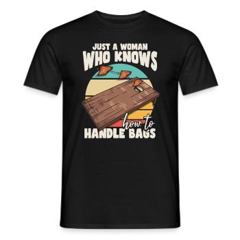 Just A Woman Who Knows How To Handle Bags - Men's T-Shirt - black - Front - AI Model Male 178 light (178cm)