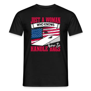 Lustige Sitzsäcke Frauen Cornhole - Männer T-Shirt - Schwarz - Vorne - AI Model Male 178 light (178cm)