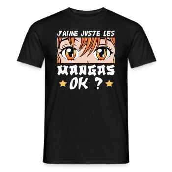 J'Aime Juste Les Mangas - T-shirt homme - noir - Devant - AI Model Male 178 light (178cm)
