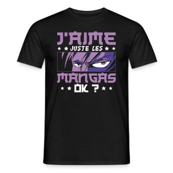 J'Aime Juste Les Mangas - T-shirt homme - noir - Devant - AI Model Male 178 light (178cm)