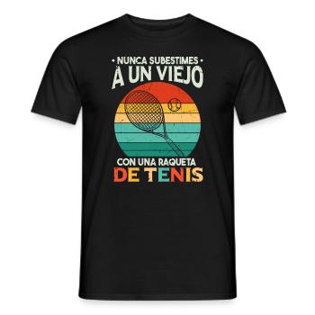 Un Viejo Con Una Raqueta De Tenis - T-shirt homme - noir - Devant - AI Model Male 178 light (178cm)