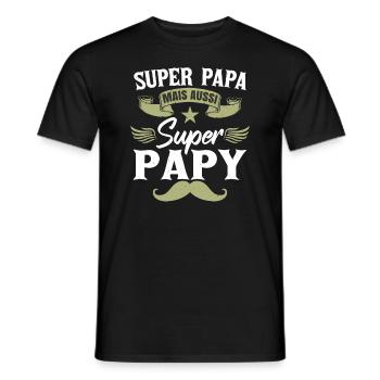 Fête Des Pères Papa & Papy - T-shirt homme - noir - Devant - AI Model Male 178 light (178cm)