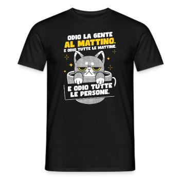 Morning Cat Coffee - Men's T-Shirt - black - Front - AI Model Male 178 light (178cm)