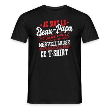 Drôle Fête Des Pères Beau-Papa - T-shirt homme - noir - Devant - AI Model Male 178 light (178cm)