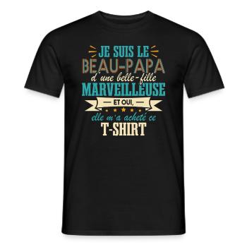 Fête Des Pères Beau Papa Belle Fille - T-shirt homme - noir - Devant - AI Model Male 178 light (178cm)