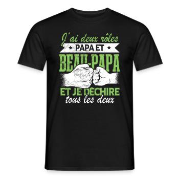 Papa Et Beau Papa | Fête Des Pères - T-shirt homme - noir - Devant - AI Model Male 178 light (178cm)