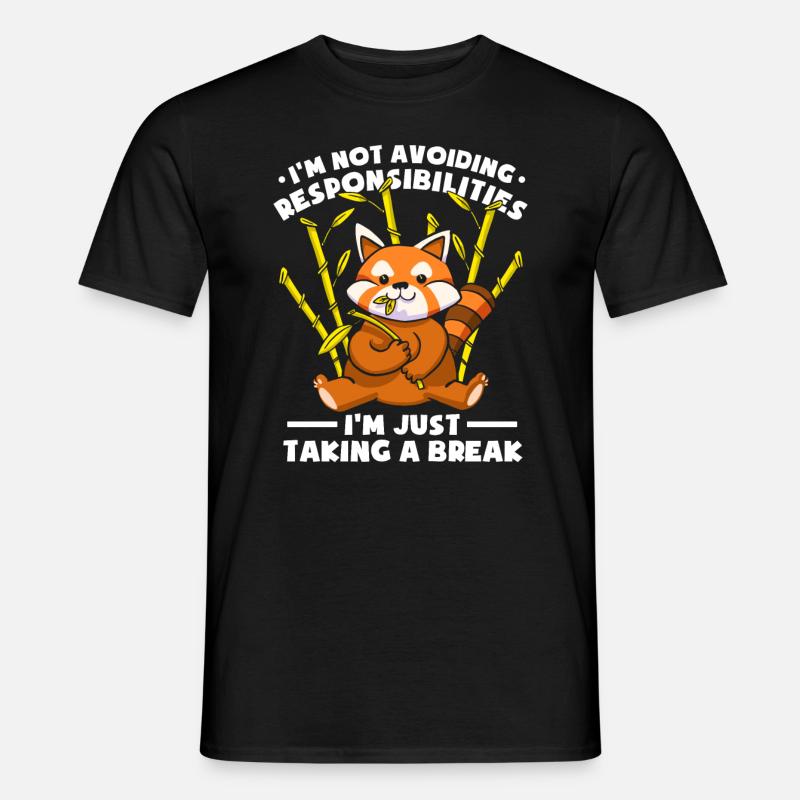 Prendre une pause Panda roux - T-shirt homme - noir