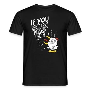 Funny Chicken Puns Eggs Farming Rooster Hen - Men's T-Shirt - black - Front - AI Model Male 178 light (178cm)