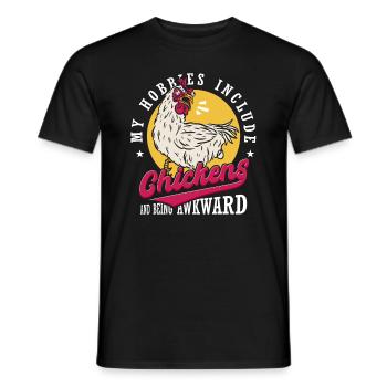 Hühnerstall | Zu meinen Hobbys gehören Hühner - Männer T-Shirt - Schwarz - Vorne - AI Model Male 178 light (178cm)
