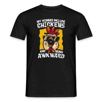 Funny Chicken Rooster Poultry - Men's T-Shirt - black - Front - AI Model Male 178 light (178cm)